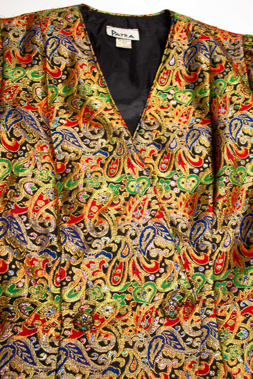 Vintage Metallic Rainbow Paisley Wrap Blazer (1980s)