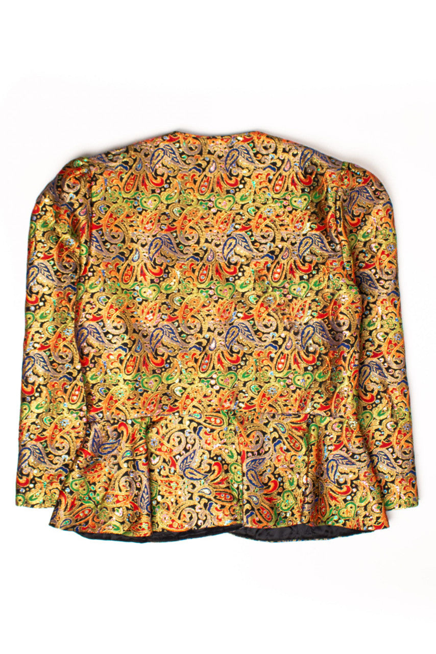 Vintage Metallic Rainbow Paisley Wrap Blazer (1980s)
