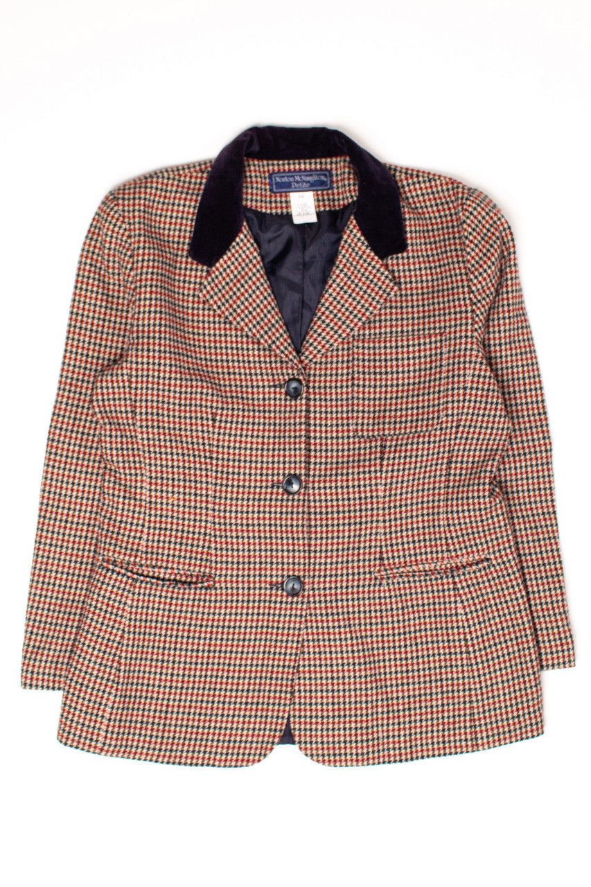 Vintage Red, White, & Blue Houndstooth Blazer (1980s)