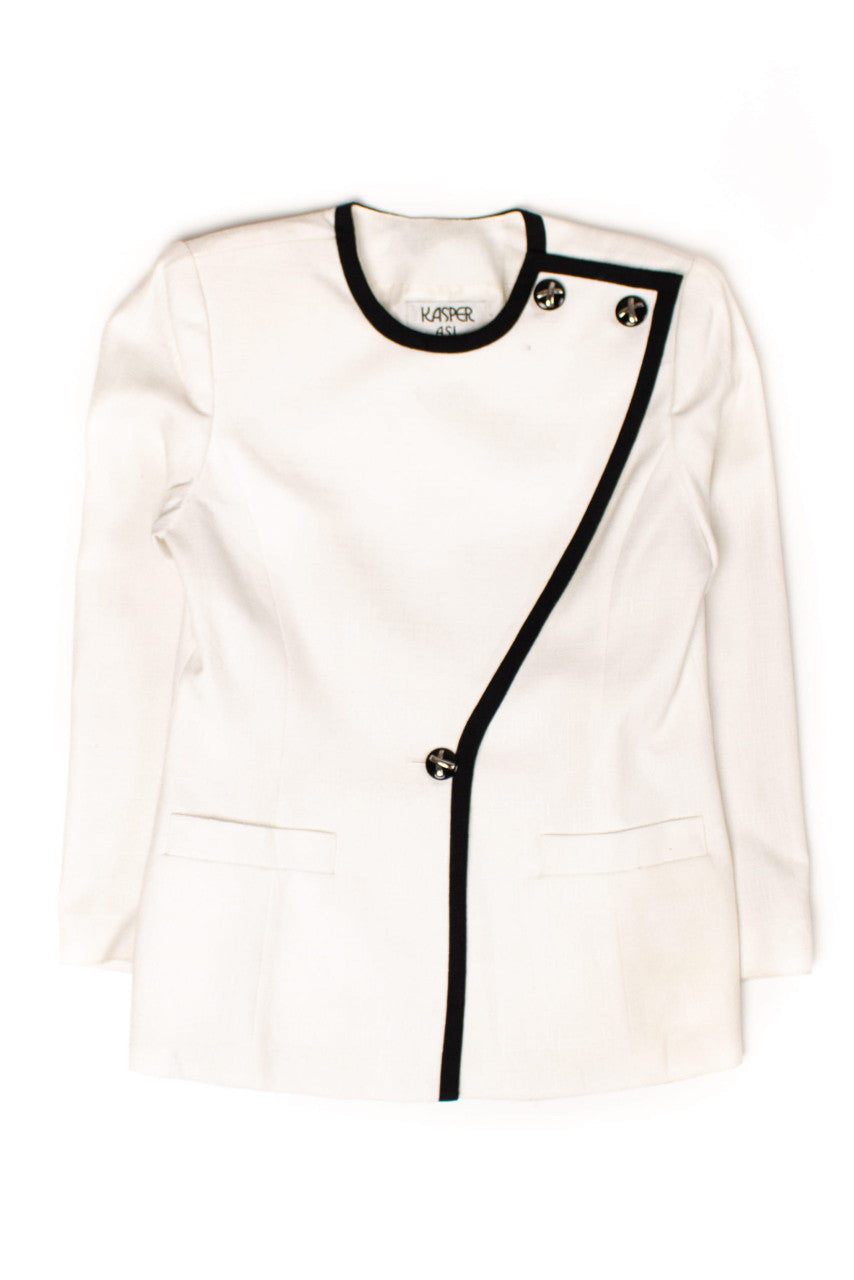 Vintage White Shoulder Wrap Blazer (1980s)