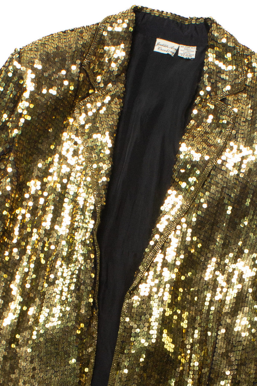 Vintage Gold Sequin Blazer (1980s)
