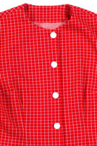 Red & White Grid Button Up Top