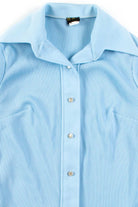Powder Blue Ribbed Button Up Shirt
