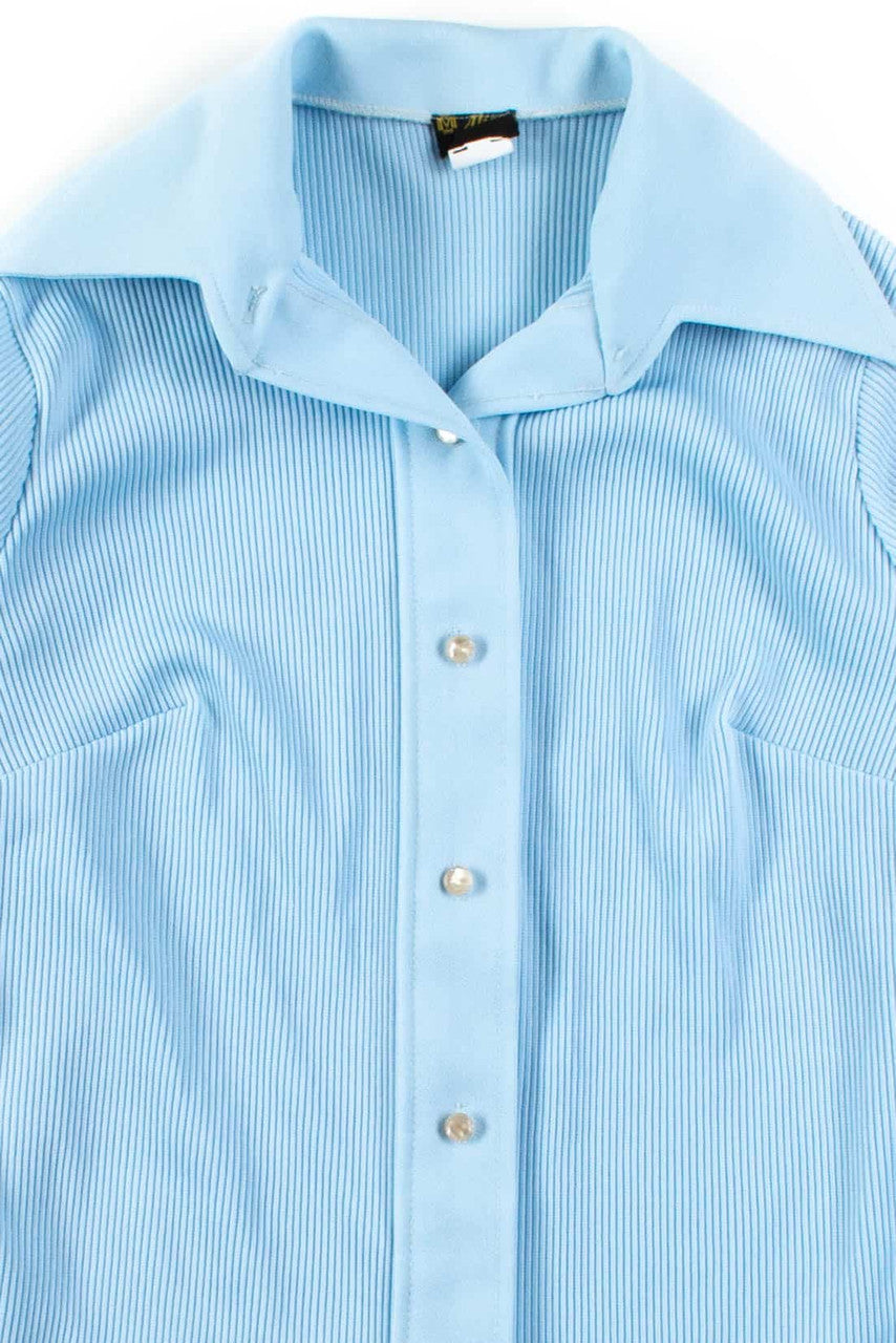 Powder Blue Ribbed Button Up Shirt