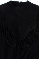 Black Leather Fringe Sweater