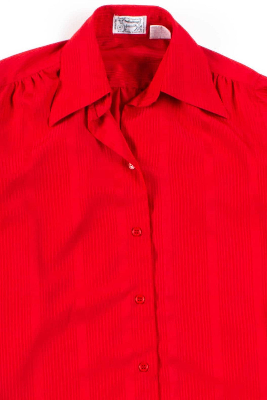 Red Striped Button Up Blouse