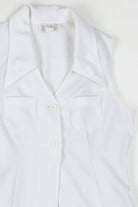 White Two Button Collared Top