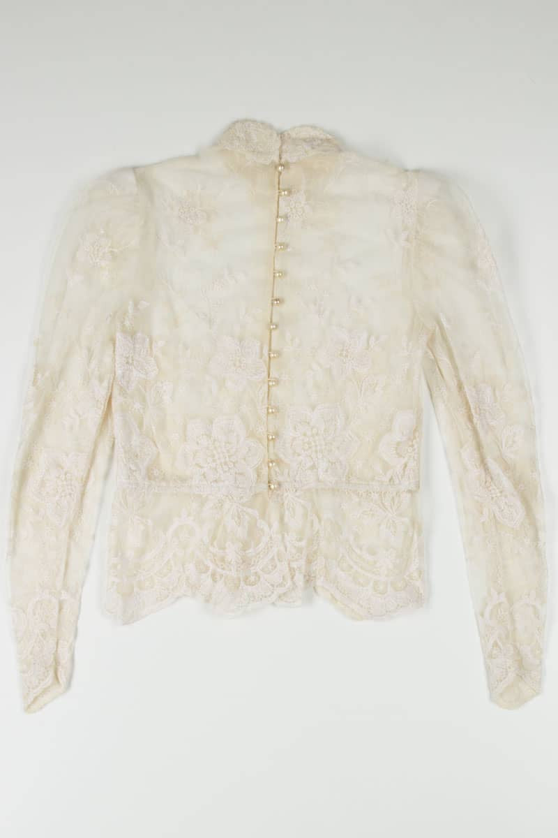 Mesh Embroidered Mock Neck Peplum Top