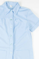 Sky Blue Double Pocket Button Up Top