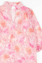 Pink Floral Glitter Striped Top