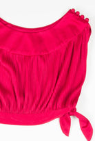 Burgundy Pleated Tie Side Crop Top