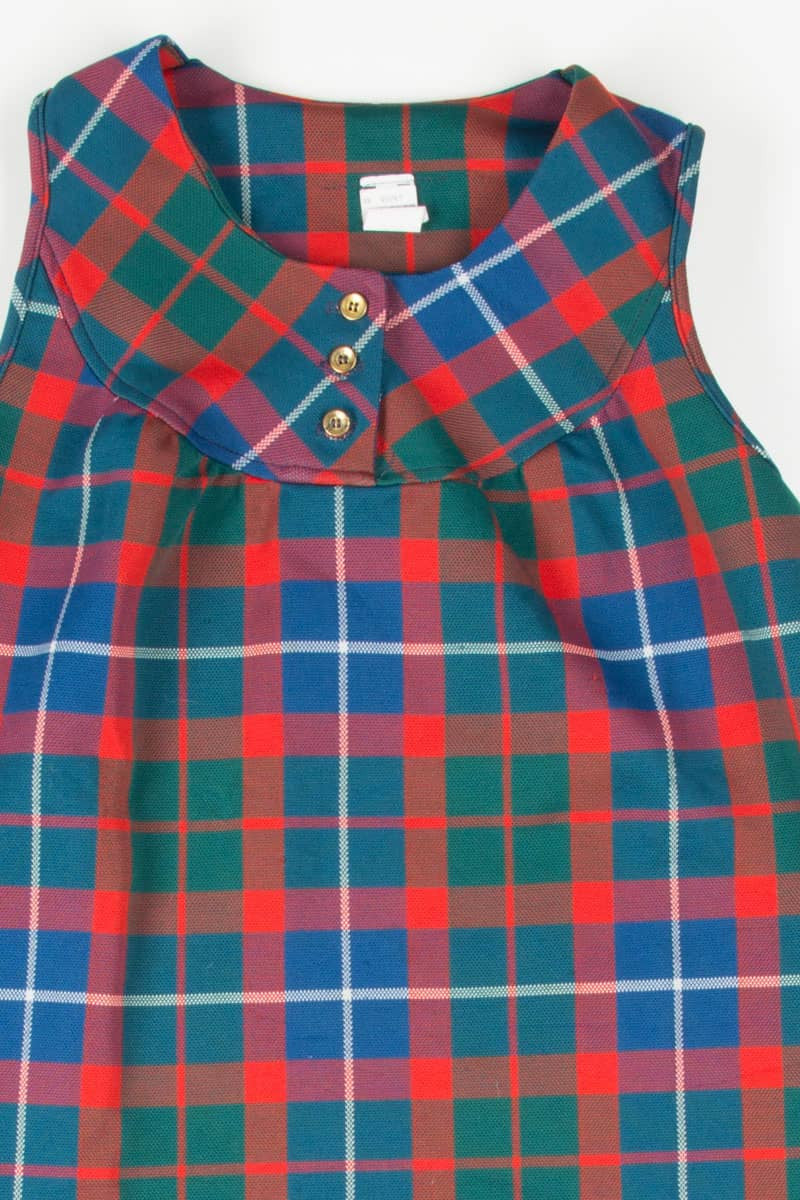 Red Plaid 3 Button Top