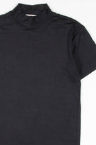 Black Ribbed Mock Neck Top