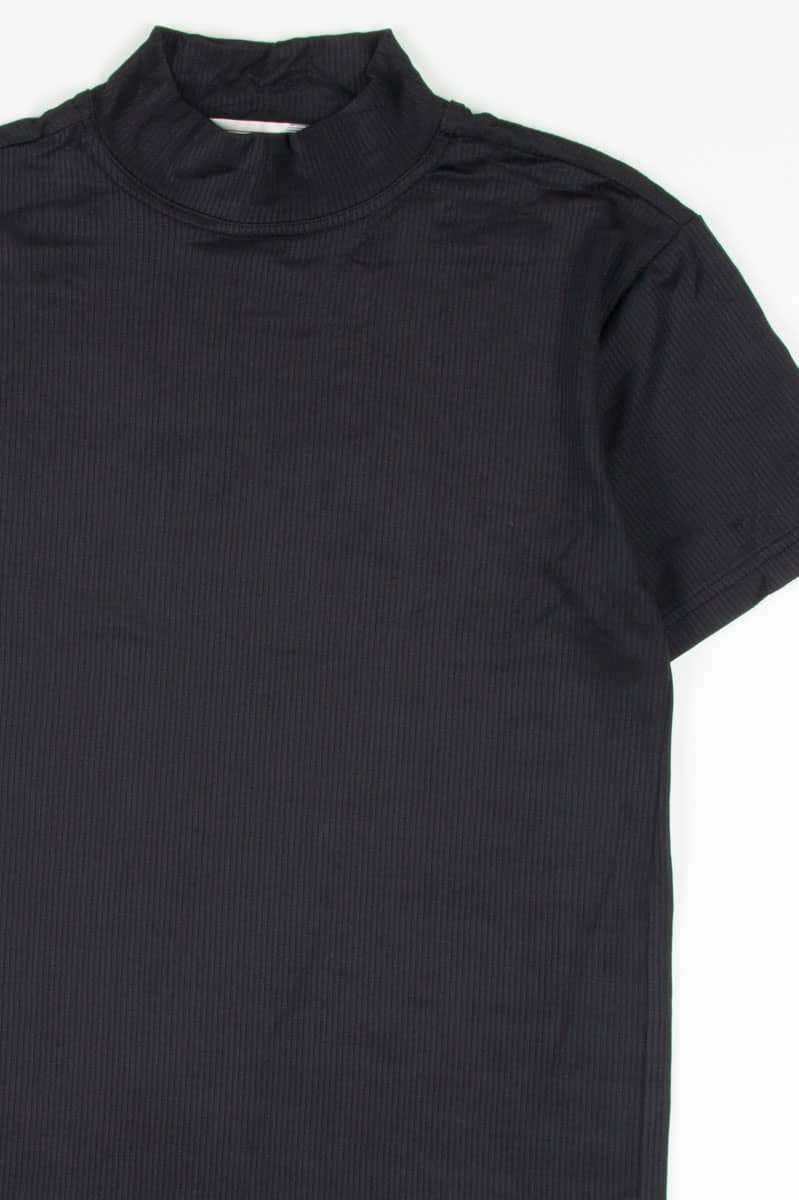 Black Ribbed Mock Neck Top