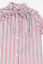 Red & Blue Pussy Bow Blouse