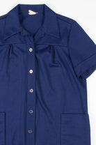 Navy Double Pocket Button Up Top