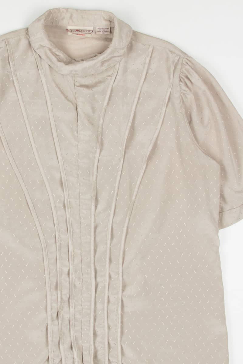 Tan Pleated Front Blouse