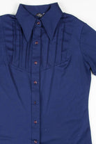 Navy Pleated Blouse