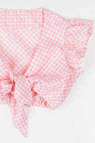 Pink Gingham Tie Front Crop Top