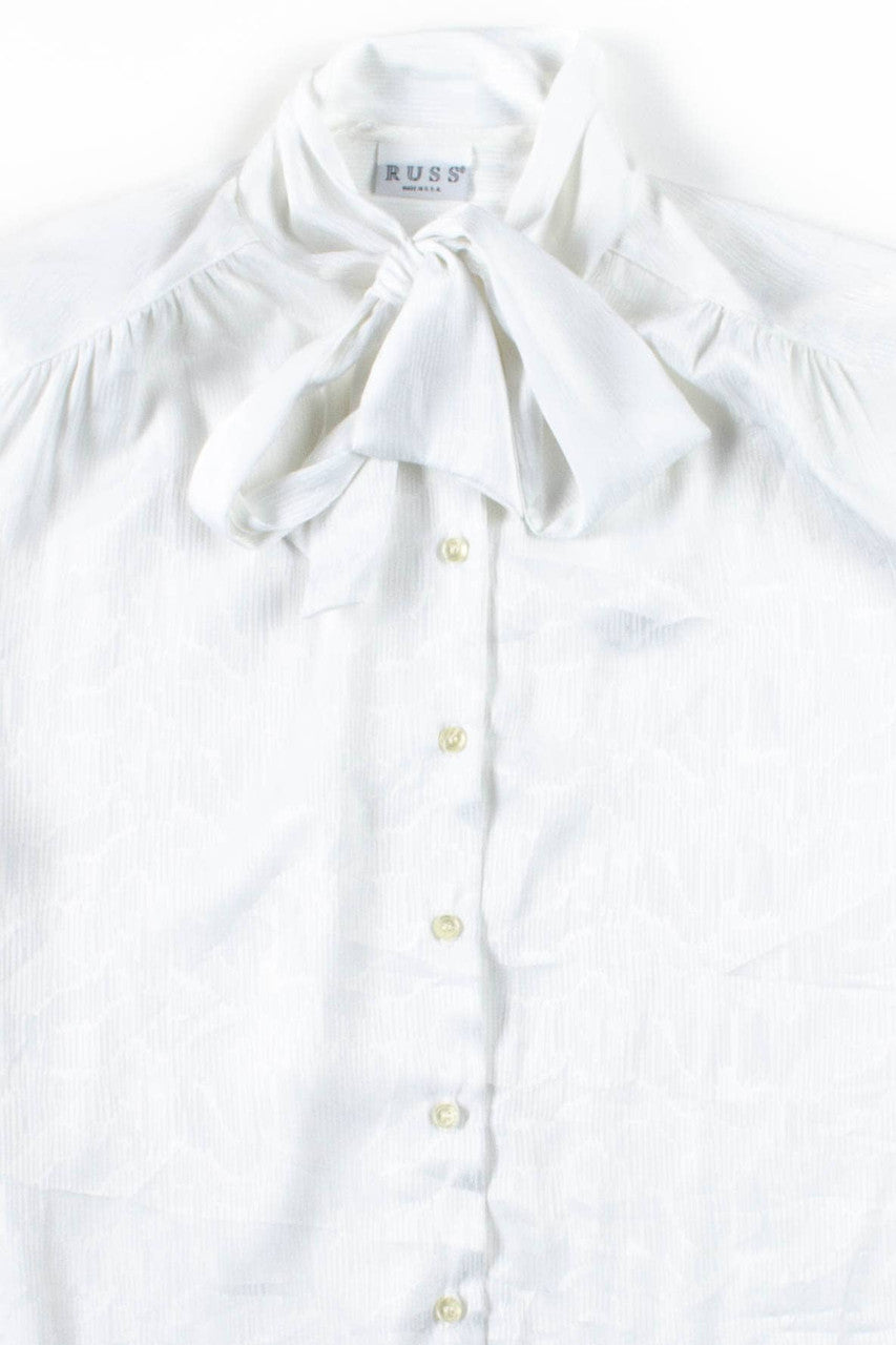 White Tie Neck Blouse
