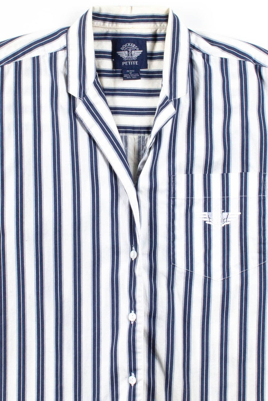 Navy Striped Dockers Button Up Top