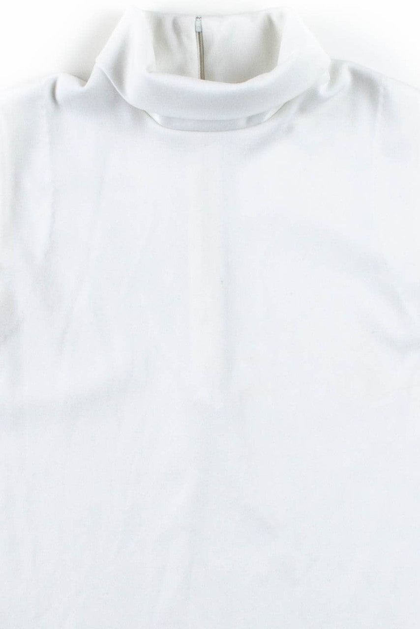 White Turtleneck Sleeveless Top