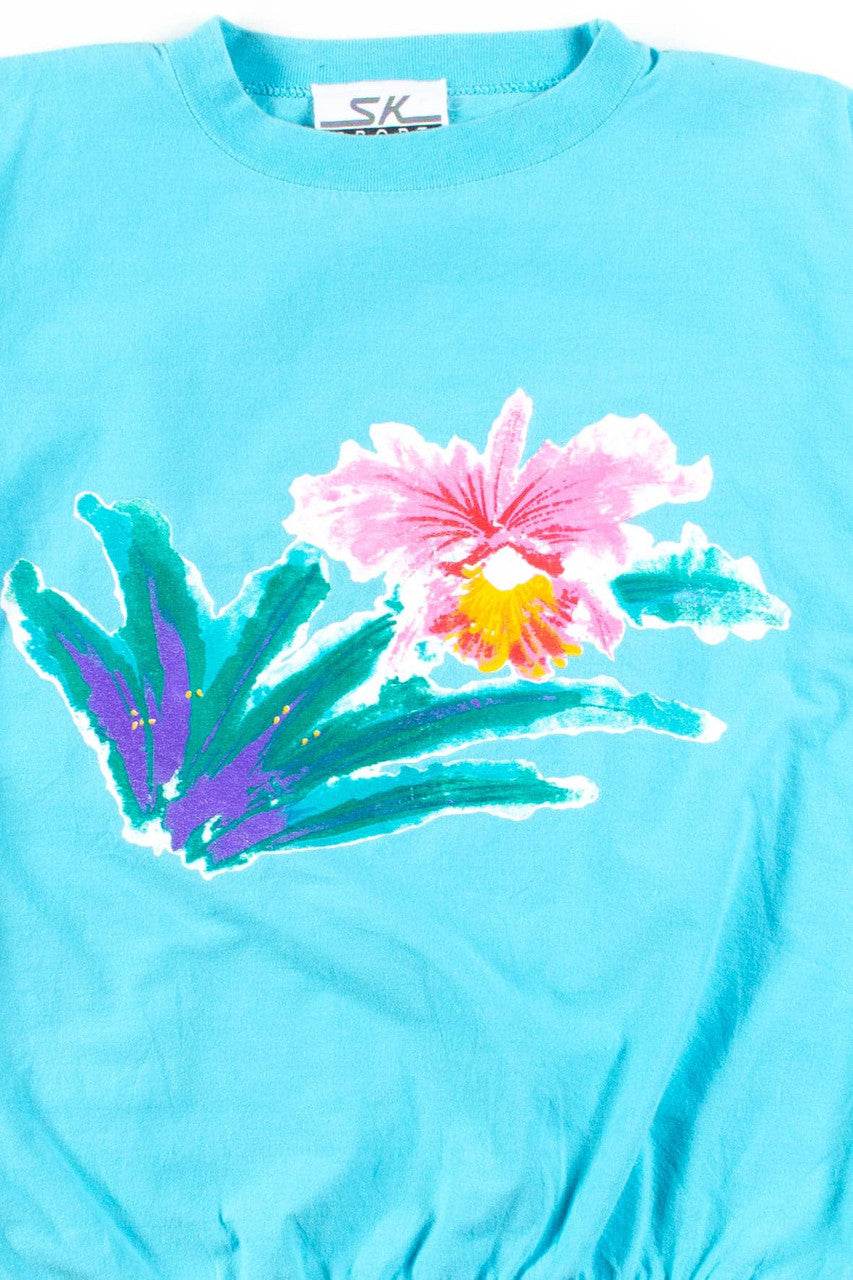 Blue Floral Tee Top