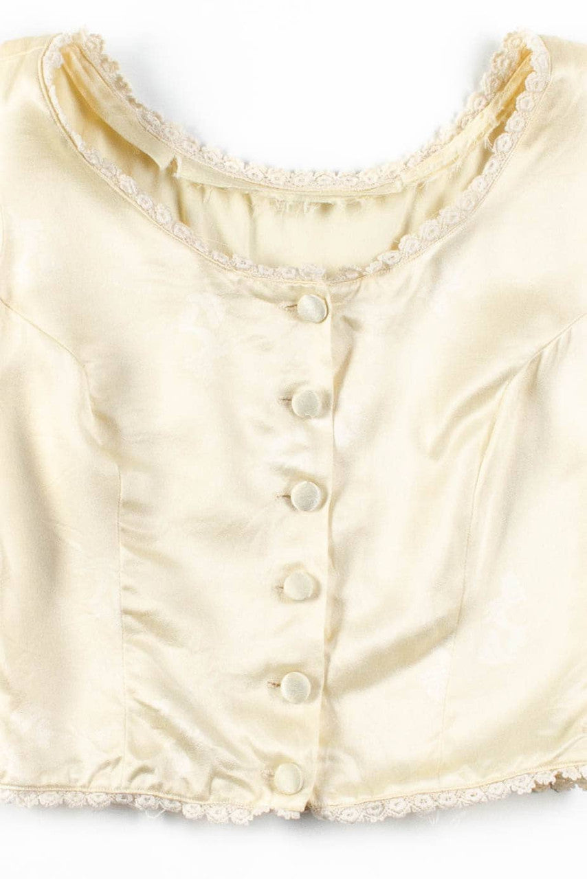 Cream Silky Button Up Vest