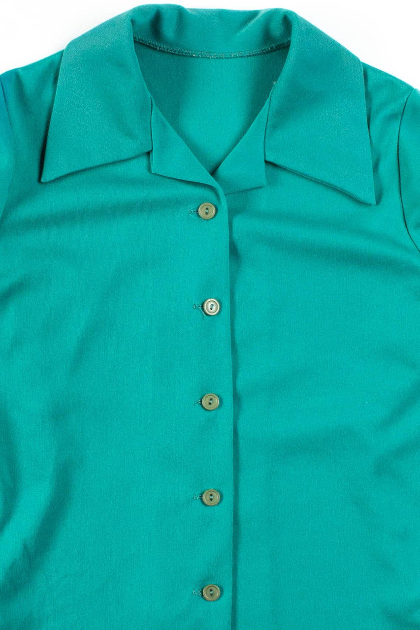 Teal Butterfly Collar Shirt