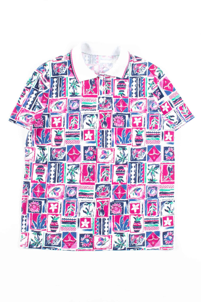 Pink Floral Polo Top