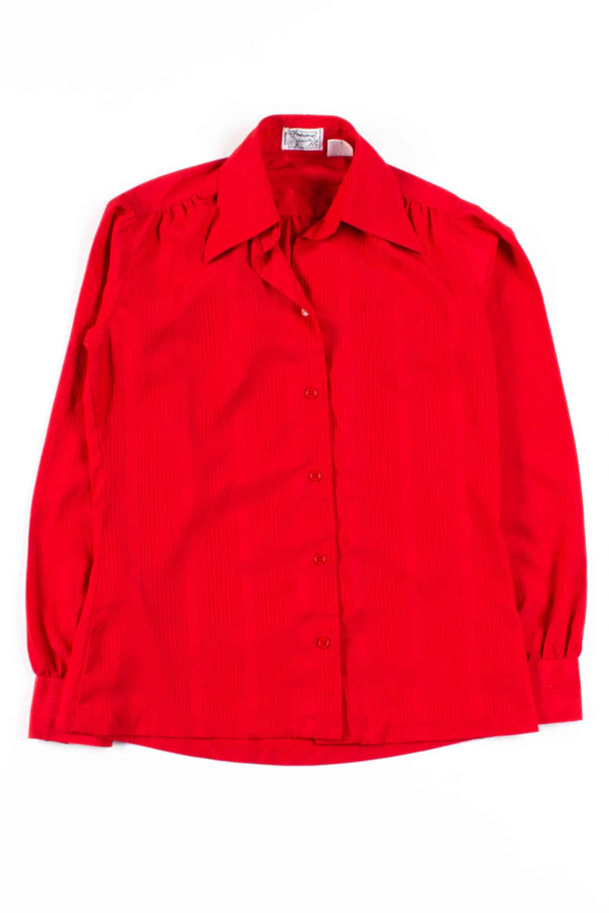 Red Striped Button Up Blouse