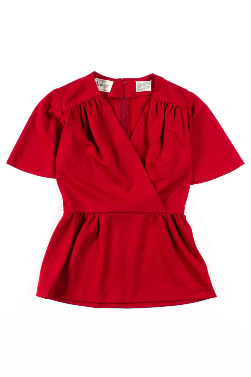 Burgundy Wraparound Peplum Top
