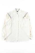 White Embroidered Batwing Blouse
