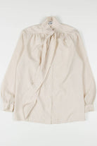 Tan Polka Dot Pussy Bow Blouse