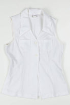 White Two Button Collared Top