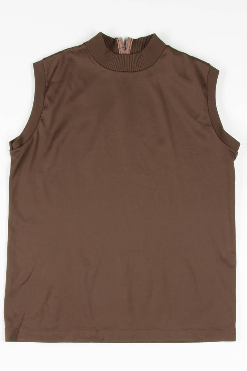 Chocolate Mock Neck Sleeveless Top