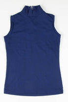 Navy Striped Mock Neck Sleeveless Top
