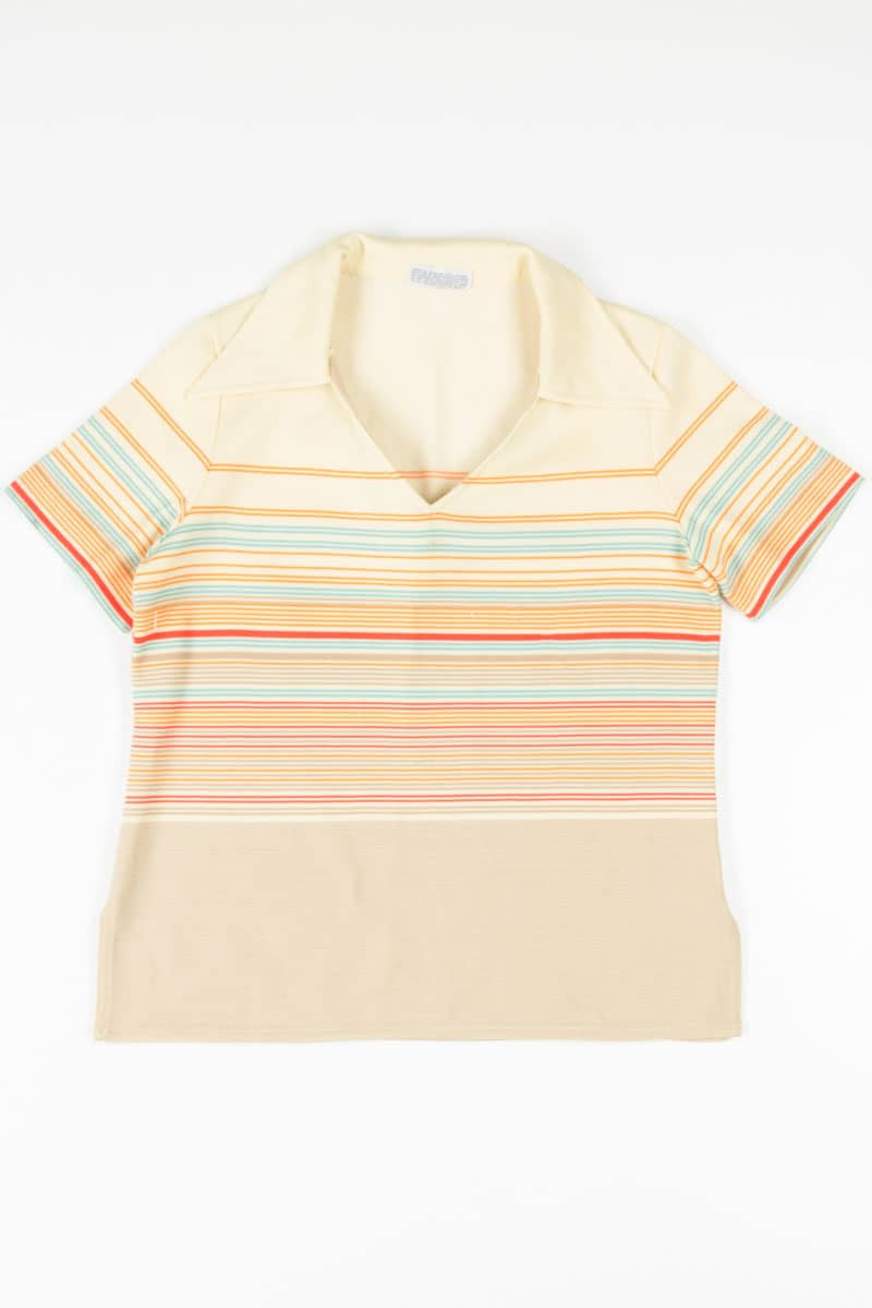 Retro Striped Collared Top