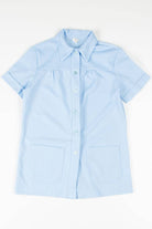 Sky Blue Double Pocket Button Up Top