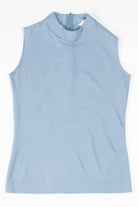 Dusty Blue Mock Neck Sleeveless Top