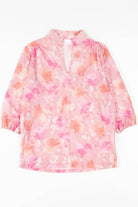 Pink Floral Glitter Striped Top