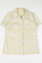 Yellow Plaid Double Pocket Button Up Top