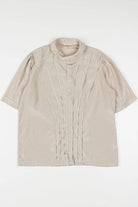Tan Pleated Front Blouse