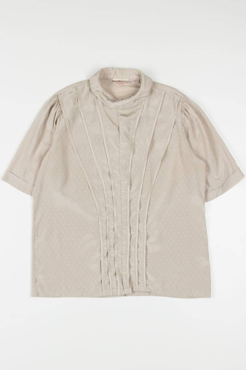 Tan Pleated Front Blouse