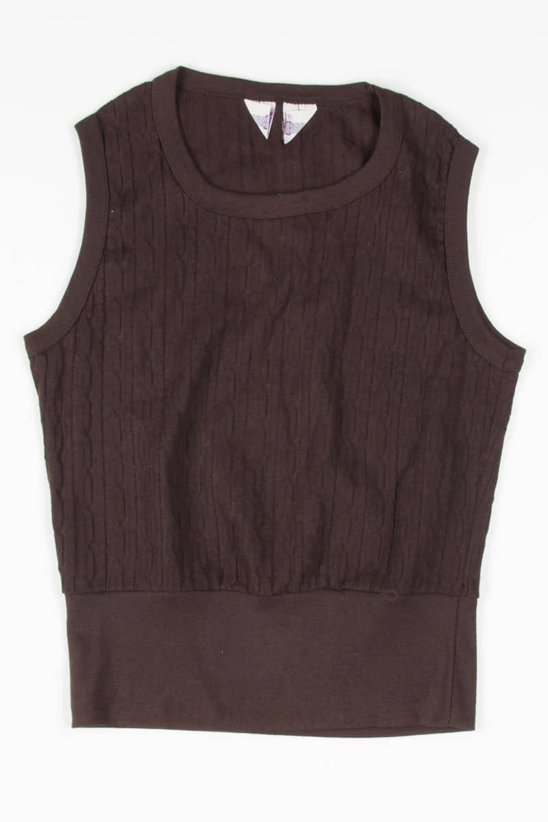 Brown Cable Knit Sleeveless Top