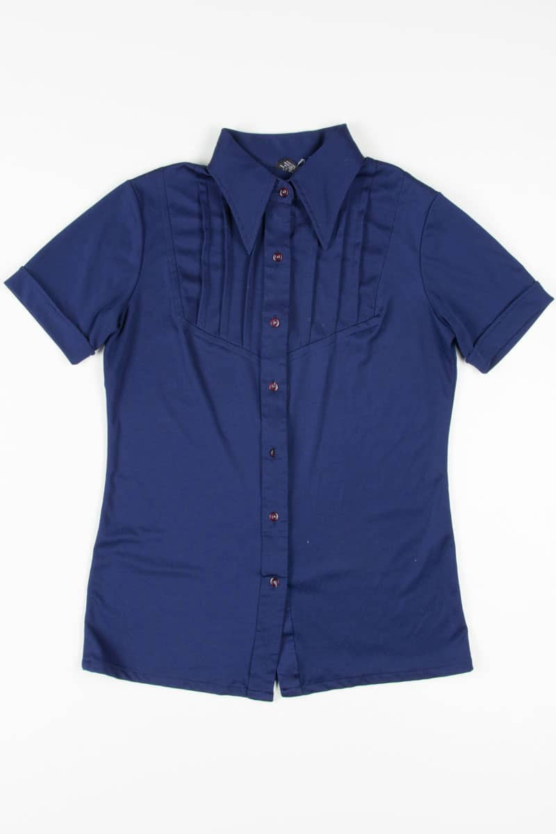 Navy Pleated Blouse