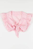 Pink Gingham Tie Front Crop Top