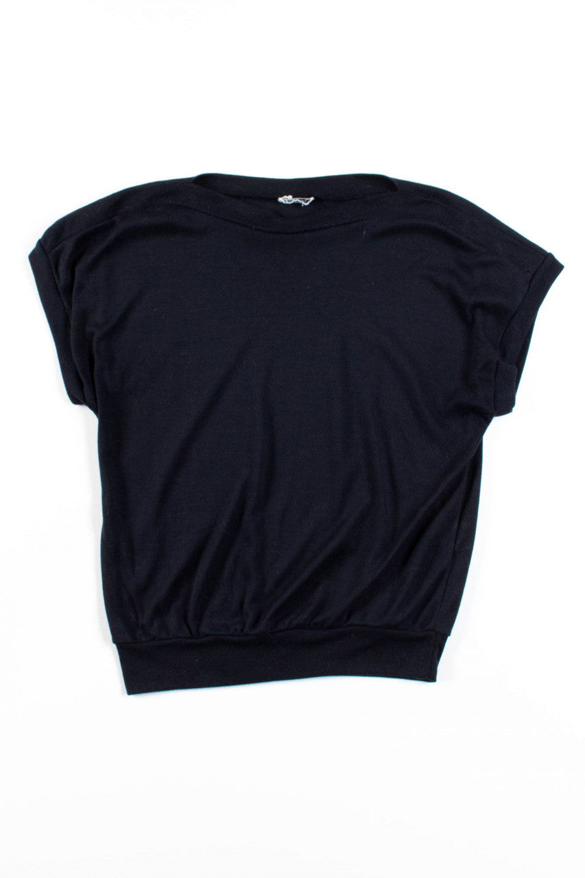 Black Wide Collar Tee Top