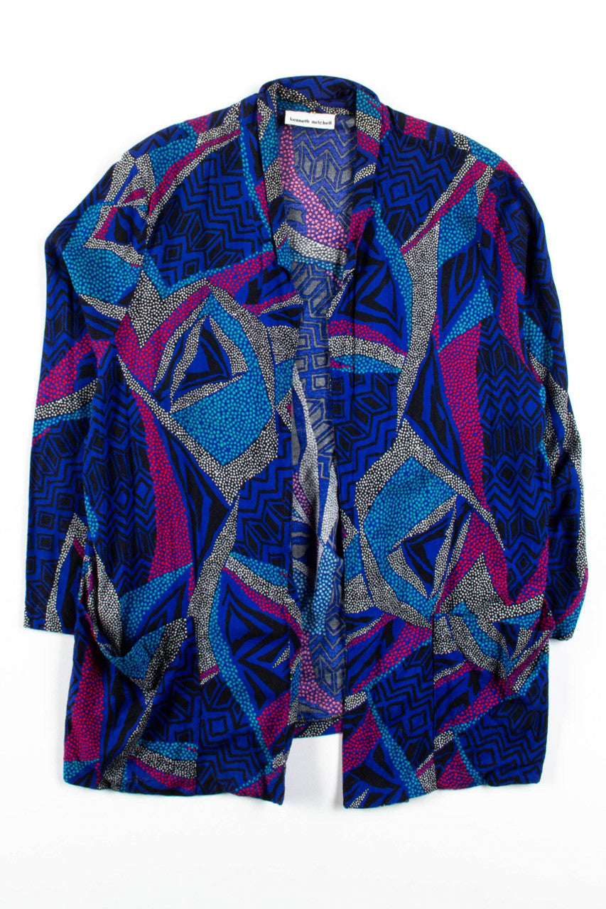 Indigo Abstract Open Front Jacket