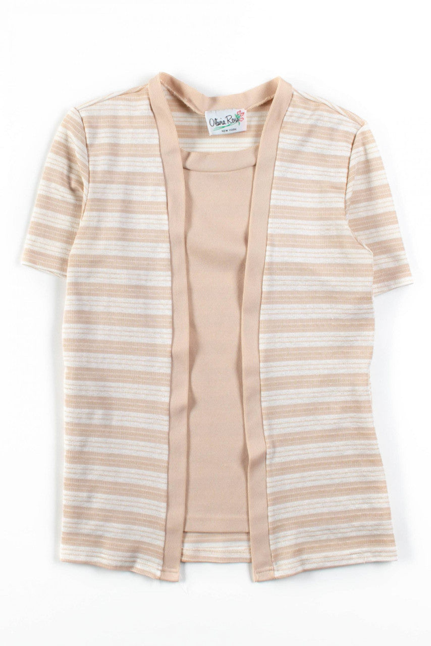 Pink Striped Layered Cardigan Top